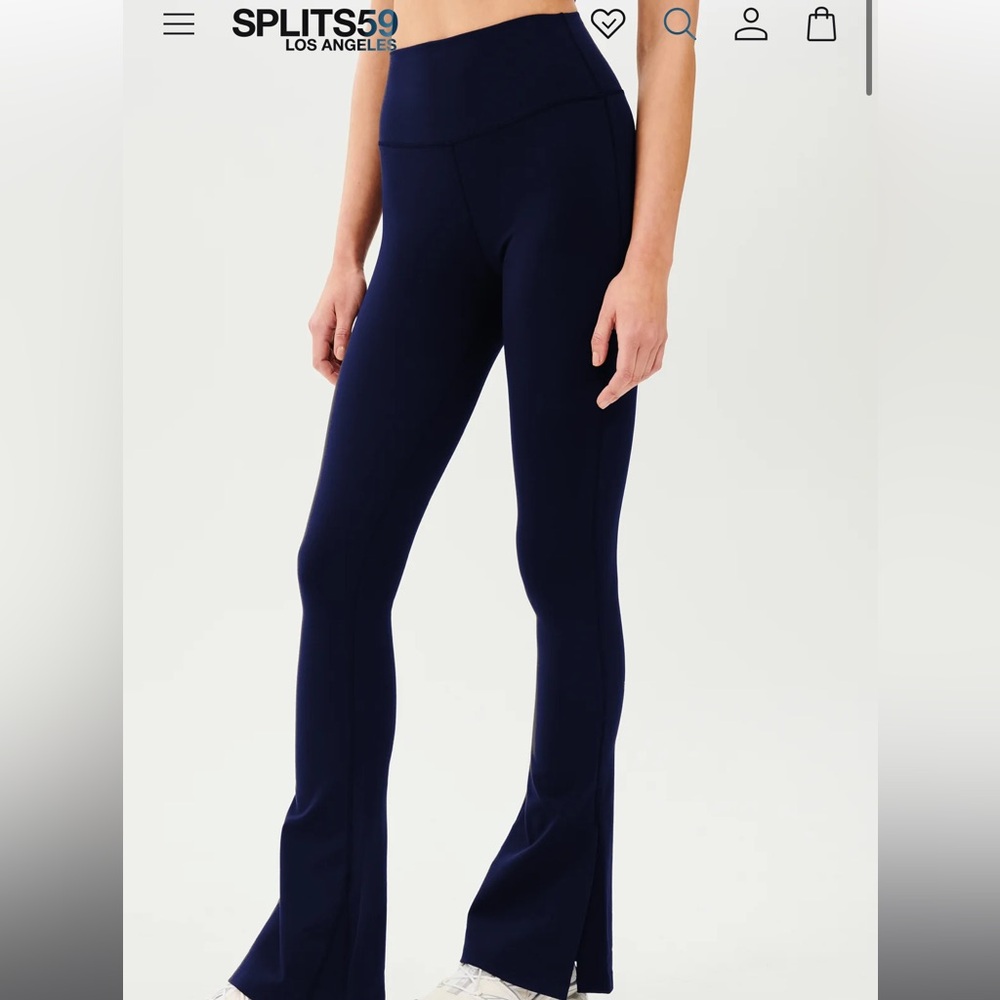 Splits59 Raquel High Waist Flare w/ Split Hem - Indigo